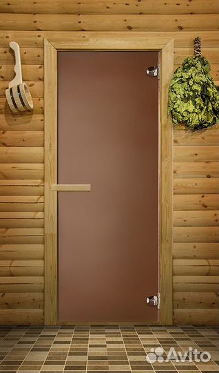 Дверь в баню Матовая Бронза 190х70 6мм 2п Хвоя