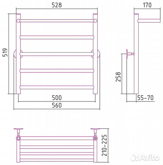 Полотенцесушитель нерж Стилье Универсал-54 лесе