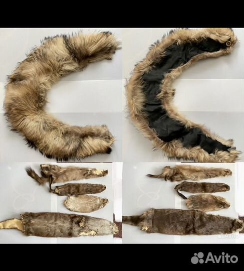 Воротник из енота Шкурки чулком выделанные