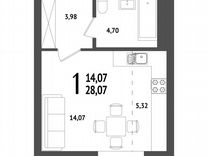 Квартира-студия, 28,3 м², 15/25 эт.