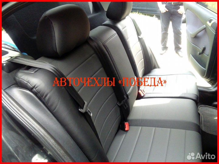 Чехлы Skoda Octavia Tour из экокожи чёрно-серые