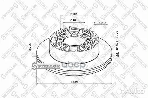 Диск торм. 1шт. задн. 289/84x22 Iveco 8500737SX