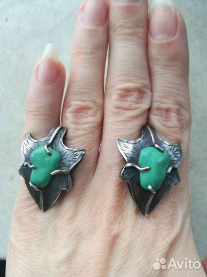 Серебряные серьги,бирюза.СССР.Винтаж