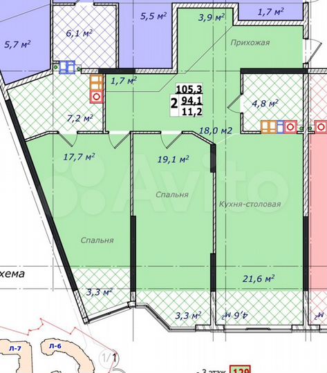 2-к. квартира, 105,3 м², 1/5 эт.