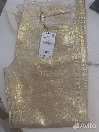 Золотые джинсы zara