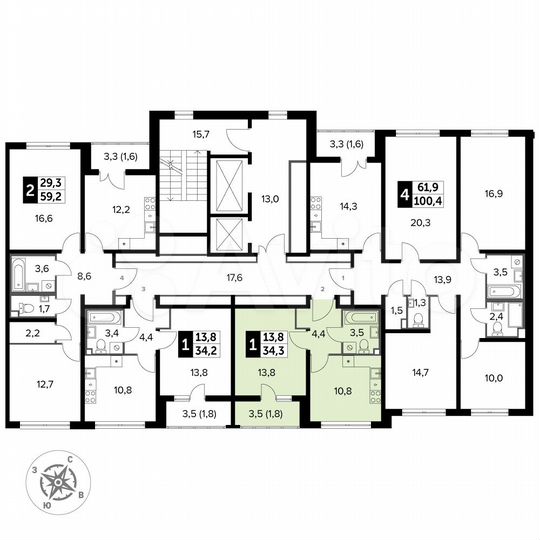 1-к. квартира, 34,3 м², 24/24 эт.