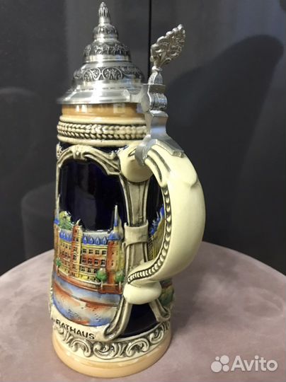 Пивная кружка с крышкой ГДР, винтаж