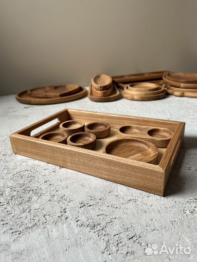 Поднос деревянный с ручками