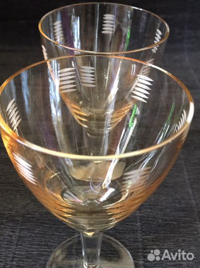 Два бокала цветное желтое стекло СССР