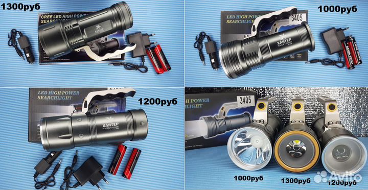 Фонарь прожектор ручной Хантер Police Аккумулятор