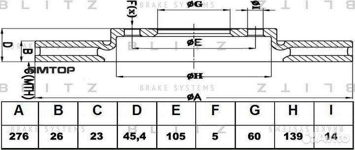Blitz BS0310 Диск тормозной передний вентилируемый