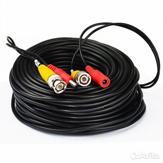 Кабель 60ft для видеонаблюдения AHD, BNC/DC