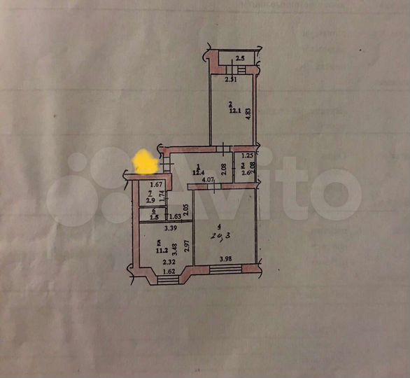 2-к. квартира, 63 м², 3/5 эт.