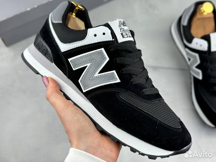 Мужские кроссовки New Balance 574 чёрно-белые