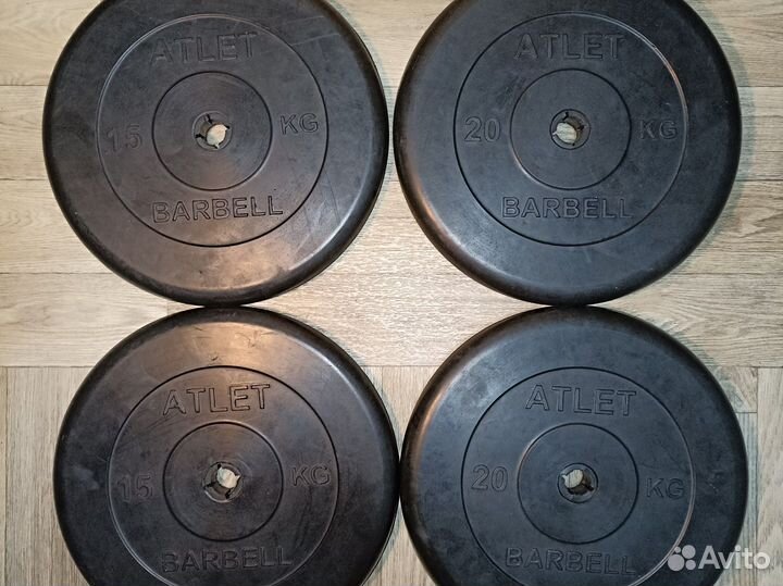 Обрезиненные блины для штанги пара 15 кг, 20 кг