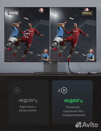 Ugreen 6 в 1 (хаб), 2 х USB 3.0/hdmi/SD/TF/PD