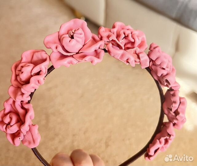 Ободок из нат кожи