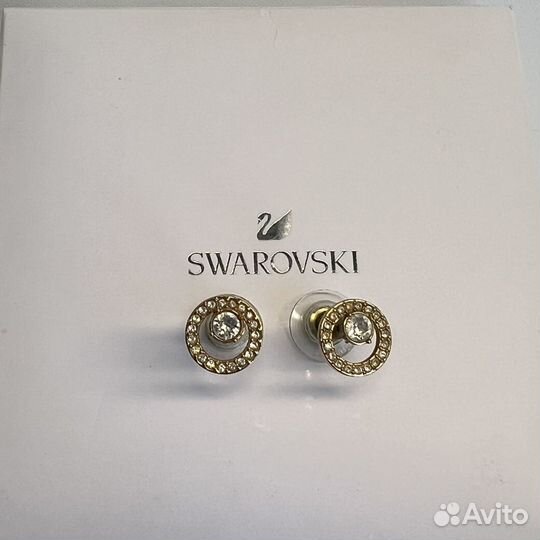 Серьги Swarovski пусеты золотистые