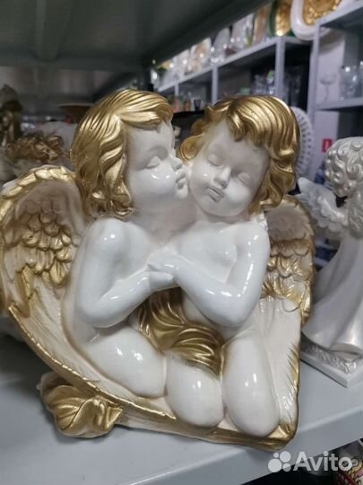 Статуэтка «Пара ангелов», белая, 27 см