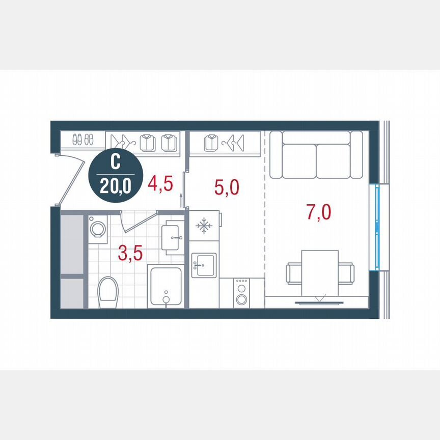 Квартира-студия, 20 м², 26/26 эт.