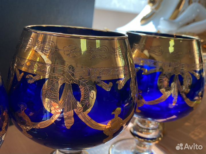Бокал фужер хрусталь италия золото 24К