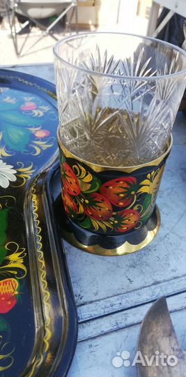 Самовар электрический, подносы +2 подстаканника