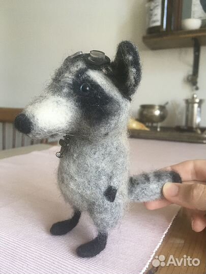 Валяные игрушки лиса и енот, Тильда кот