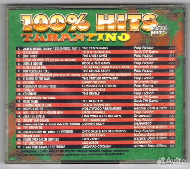 100% Hits - Tarantino. Сборник. CD