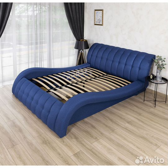 Кровать двухспальная 180х200 синяя