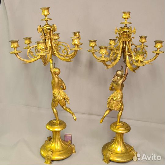 Старинные подсвечники 70 см Бронза 19 век