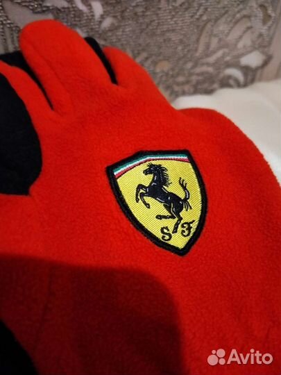 Флисовые перчатки и шарф #Ferrari Red / Black