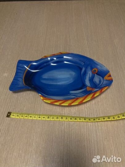 Блюдо стекло экзотическая рыба
