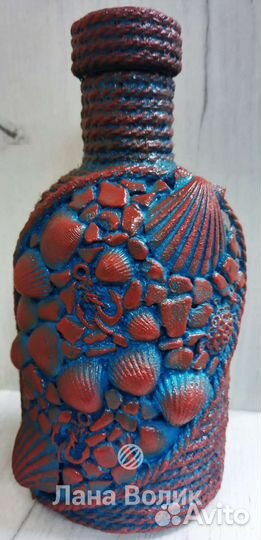 Бутылка декупаж в морском стиле