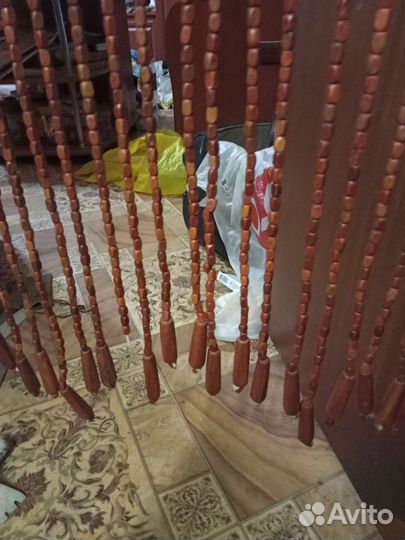 Штора с висюльками дерево СССР винтаж