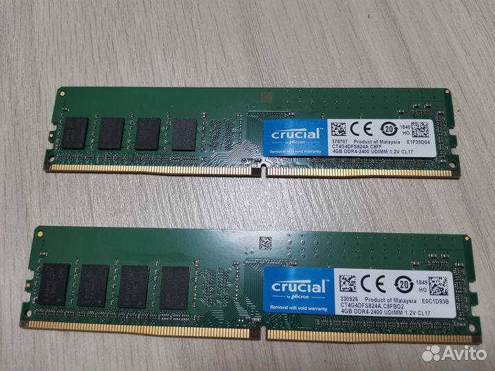 Оперативная память Crucial DDR4-2400 2х4 Гб, CL17