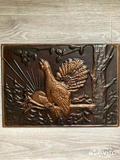Панно чеканка СССР Глухарь