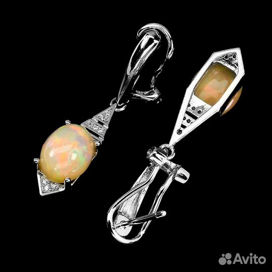 Серьги серебро опал С136