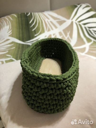 Вязаная корзинка, органайзер для косметики
