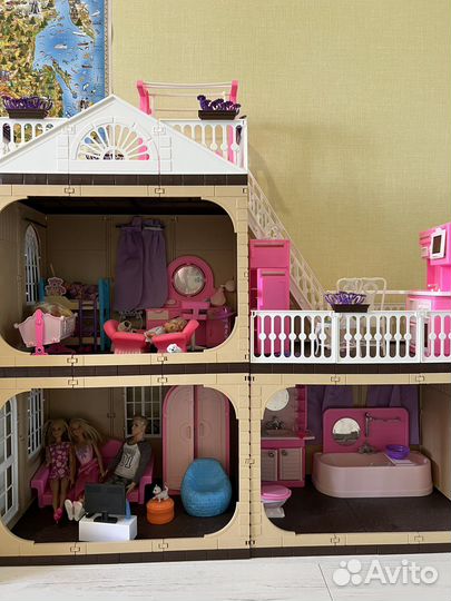 Кукольный домик для барби с мебелью