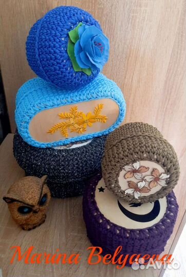 Шкатулки вязаные