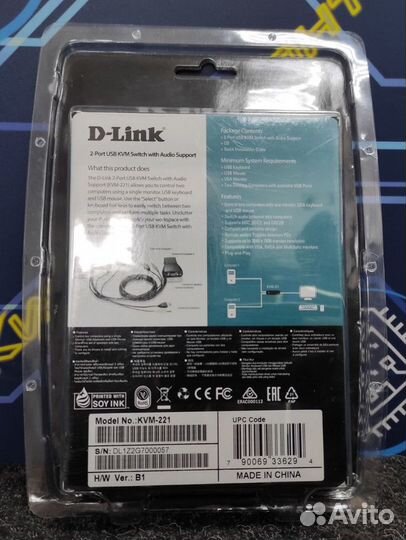 Двухпортовый переключатель D-Link KVM-221