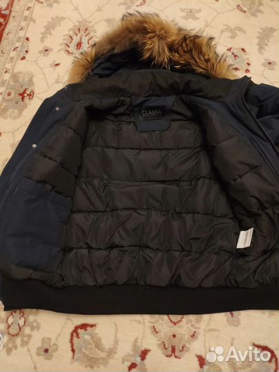 Куртка мужская бомбер Clasna с мехом енота р. 48