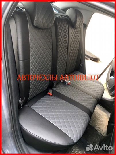 Чехлы Автопилот Kia Seltos из экокожи чёрно-серые