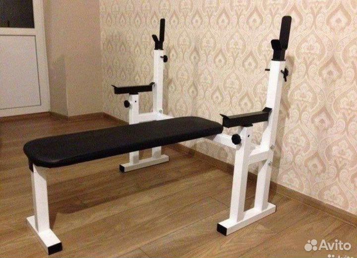 Скамья для жима лежа со стойками Белая