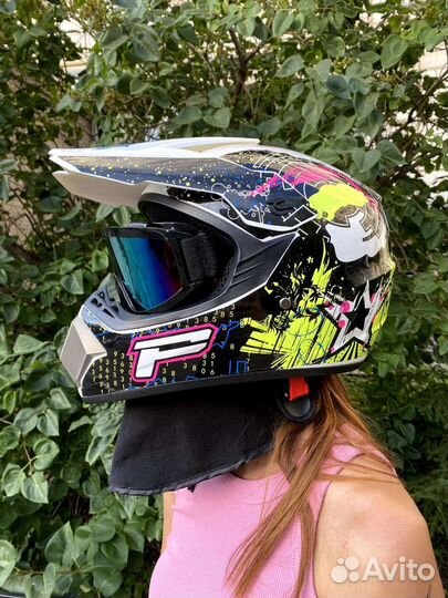 Мотошлем кроссовый 4 в 1 virtue #новые