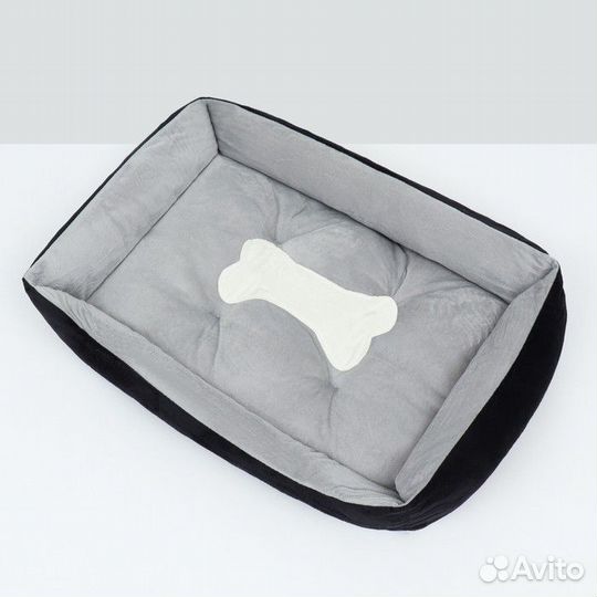 Лежанка-диван 'Косточка', 60 х 45 х 15, серо-чёрна