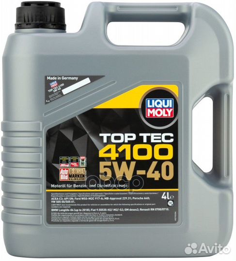 LiquiMoly 5W40 Top Tec 4100 (4L) масло моторное