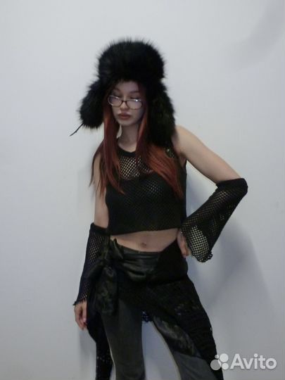 Дизайнерский комплект топ + митенки