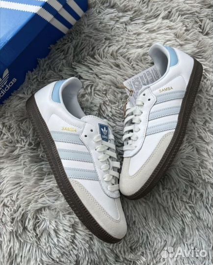 Adidas Samba Og White Blue Halo Powder Sky Blue