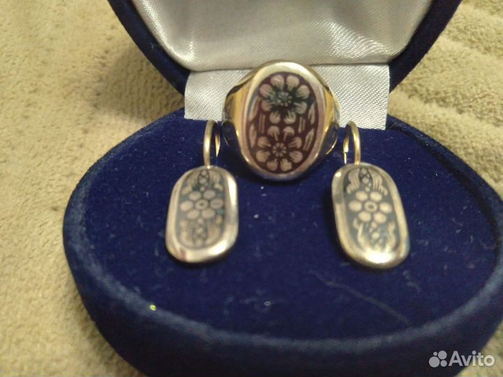 Серьги,кольцо серебро СССР 925 проба